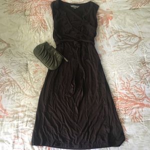 Brown Midi Wrap Dress